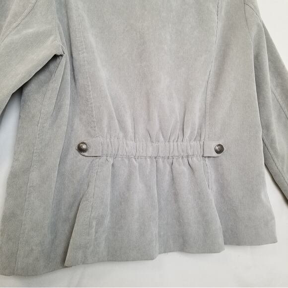 Christopher & Banks Button Front Corduroy Ribbed Grey Jacket Casual Size L - Picture 5 of 9
